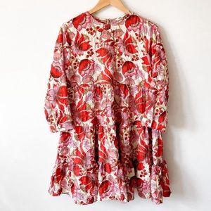 Zara Floral Tiered Babydoll 3/4 Sleeve Dress Red
Pink Sz large